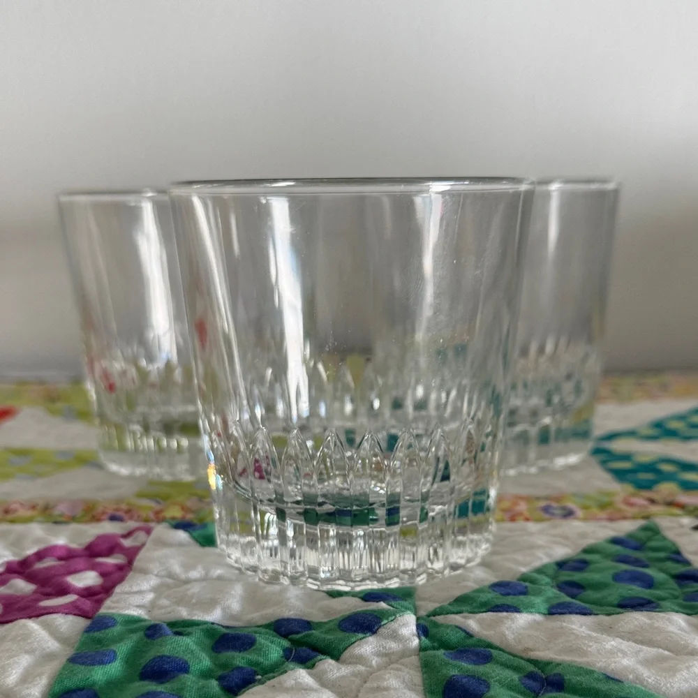 Vintage 70s Crisal Portugal Lead Crystal Cut Glass Old Fashioned Whiskey Glasses